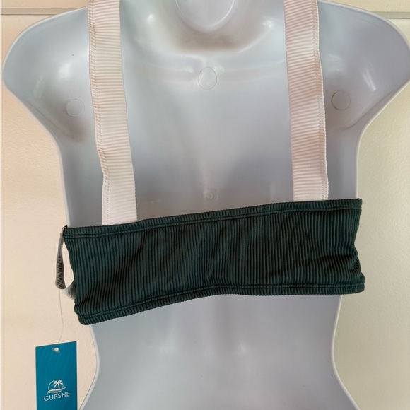 Cupshe Green and White Swim Top New - Picture 2 of 5